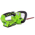 6996 Greenworks Battery Operated Hedge Trimmer Cordless Steel Blade Charger Power Tool Li Ion 717170056996