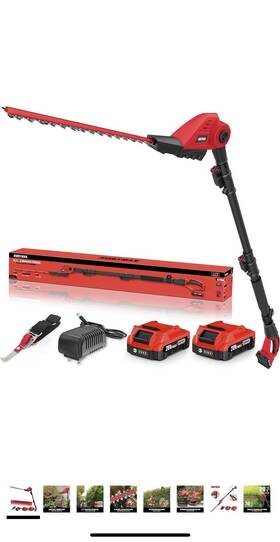 Llj-2d Alloyman 20v Cordless Pole Hedge Trimmer 16 Inch Blade 8ft Reach Battery/charger