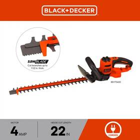 Black Decker 744110915259 22 Inch 4.0 Amp Corded Dual Action Electric Hedge Trimmer With Saw Blade Tip