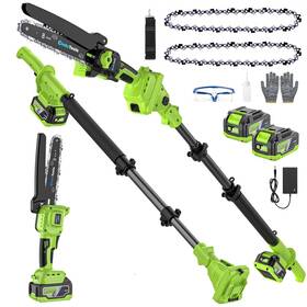 Endutools E016 2-in-1 Brushless Cordless Pole Saw And 8 Inch Mini Large Green-black