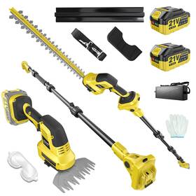Gzlll-123 Gisam 4in1 Cordless Pole Hedge Trimmer Battery Powered 16 Inch And 6 Gras