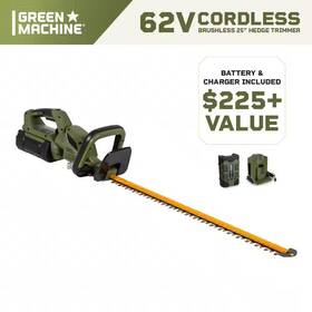 Green Machine 705353944246 New 62v Brushless 25in Cordless Hedge Trimmer Rotating Handle With 2.5ah Battery
