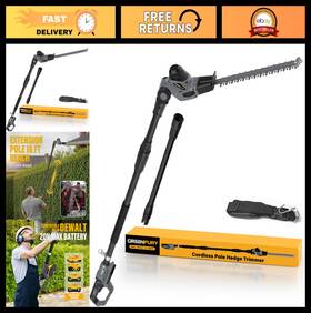Greenfury Gf8j318-2 Cordless Pole Hedge Trimmer 18-inch Dual Action 16 Ft Reach Adjustable Head