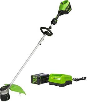 St80l211 Greenworks 2112302/st80l211 - 80v 16 Inch Cutting Straight Shaft Trimmer With 2.0ah Battery And Charger