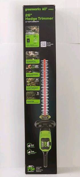 Htb407 Greenworks Pro 80v 26 Inch Cordless Hedge Trimmer Tool Only