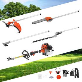 H-yeeu 723044233240 5in1 52cc Petrol Hedge Trimmer Chainsaw Brush Cutter Pole Saw Outdoor Multi Tool