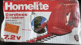 678247 Homelite Cordless Hedge Trimmer 7.2v Battery Powered Red Model Shrubber 678247 Homelite Cordless Hedge Trimmer 7.2v Battery Powered Red Model Shrubber