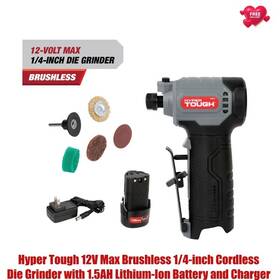 Ht2140100202 Hyper Tough 12v Max Brushless 1/4-inch Cordless Die Grinder With 1.5ah Lithium