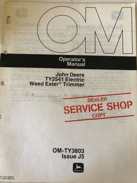Ty2541 John Deere Om Electric Weed Eater Trimmer Issue J5 C