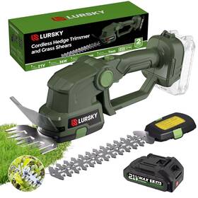 Lursky 768523912513 21v Cordless Hedge Trimmer 2-in-1 Grass Shear And Shrubbery Ligh