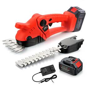 Maxman 717206570915 Cordless Hedge Trimmer - 2 In 1 Electric Grass Cutter 21v With