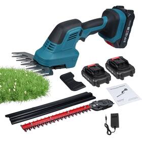 Et26155us-2 Mulcort 2 In 1 Cordless Hedge Trimmer With 2pcs Rechargeable Battery 21v Handheld Gr