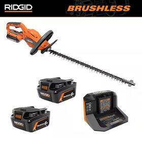 Ridgid 313046869822 18v Brushless Cordless Hedge Trimmer Kit With 2.0 Ah Battery Charger And 6.0 A