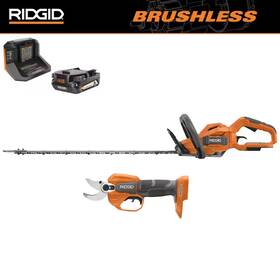 Ridgid 445033361347 18v Brushless 22 Inch Cordless Hedge Trimmer And Pruner With 2.0 Ah Batt