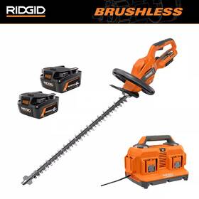 Ridgid 726084069596 18v Brushless Cordless Hedge Trimmer Kit With 6-port Sequential Charger And 6.0
