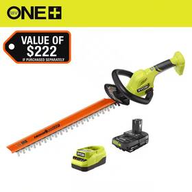 Ryobi 313105968954 One 18v 22 Inch Lithium-ion Cordless Hedge Trimmer With 2.0 Ah Battery And Charg