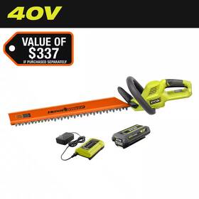 Ryobi 711181879001 40v 24 Inch Cordless Battery Hedge Trimmer With 2.0 Ah And Charger
