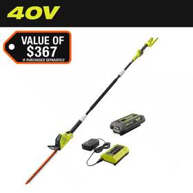 Ryobi 744759385789 40v 18 Inch Cordless Battery Pole Hedge Trimmer With 2.0 Ah And Charger