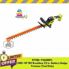 Ryobi-p2608btl Ryobi Ryobi-p2608btl- One Hp 18v Brushless 22 Inch Cordless Battery Hedge Trimmer