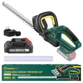 Gj66711-x50740-17-us Sakerplus Cordless Hedge Trimmer 22v Electric Bush With 20 Inch Dual-action Blades