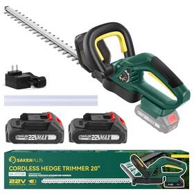 Gj66711-x50741-17-us Sakerplus Cordless Hedge Trimmer 22v Electric Bush With 20 Inch Dual-action Blades