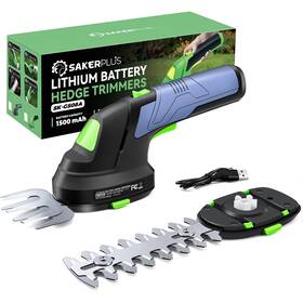 Gj82935 Sakerplus Cordless Grass Shears And Hedge Trimmer - 2-in-1 7.2v Electric Bush Li