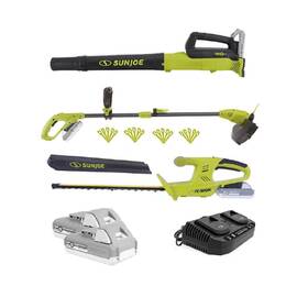 24v-gt4max-lte Sun Joe 24v Cordless 3-tool Garden Combo Kit Hedger Trimmer &