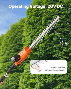 Vevor 197988508663 Cordless Electric Hedge Trimmer 20v 1200rmp With 20in Blade Extendable