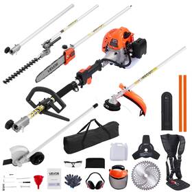 Vevor 197988709473 6-in-1 26cc Gas Hedge Trimmer Weed Eater Brush Cutter Edger Pole Saw With Gear