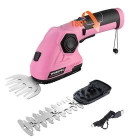 Workpro 820909595496 Pink Cordless Grass Shear And Shrubbery Trimmer - 2 In 1 Handheld Hedge