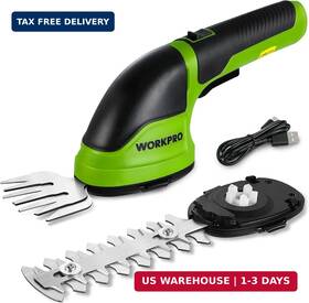 Workpro 820909687368 Cordless Grass Shear And Shrubbery Trimmer - 2 In 1 Handheld Hedge