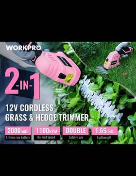 Workpro 820909692393 Elegant 12v Cordless Grass Shear And Shrub Trimmer - Lightweight Fast Charging
