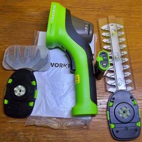 Workpro W125434ae 7.2v Handheld 2-in-1 Cordless Hedge Trimmer And Grass Shears With 2ah Batt