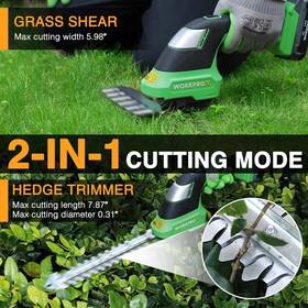 Wx125331 Workprox 20v 2-in-1 Cordless Grass Shear&shrubbery Trimmer Electric Cutter