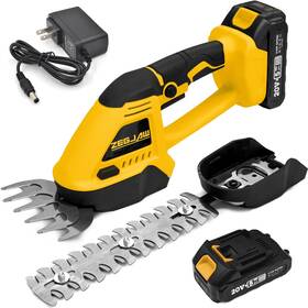 Zj1858 Zegjaw Cordless Hedge Trimmer 2 In 1 Handheld Electric Grass Shear 20v Power Tool