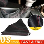 Knob Shifter Boot Cover Universal Gear Black Suede Red Stitch For Honda. Fixed Price $10.99.
