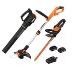 Worx WG933 Cordless 20V Leaf Blower, 12" String Trimmer & 22" Hedge Kit. Fixed Price $285.67.