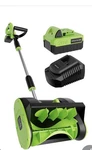Vibekio 20V 12.2-INCH Cordless Snow Shovel, Battery Powered. Fixed Price $89.99.