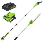 Greenworks 24V 8 Inch Pole Saw With 20" Hedge Trimmer Attachment, Max Reach 11FT. Fixed Price $239.99.