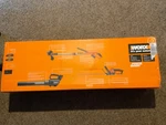 Worx WG933 20 Volt Cordless 1 Combo Kit. Blower, String Trimmer, Hedge. Fixed Price $210.00.