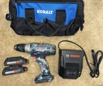 Bosch Litheon Drill 36618 & Two 18V Batteries BC660 Charger. Fixed Price $83.65.