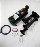 Black Quad 4 Trumpet Train Air Horn Kit + 150PSI Compressor 12V Semi Boat 150DB. Fixed Price $112.75.