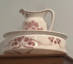 C.1880 Villeroy & Boch Therese Wash Basin Pitcher Dresden Germany Cream Pink. Fixed Price $199.00.