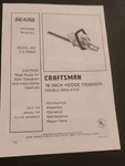 Sears Craftsman 16" Inch Hedge Trimmer Owner's Manual 315.796621. Fixed Price $8.99.