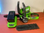 Greenworks 40V 12" Cordless Compact Electric Chainsaw 20292 W/ Battery & Charger. Fixed Price $88.00.