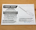 Black And Decker Hedge Trimmer Instruction Owners Manual Ht 18 20 22. Fixed Price $6.99.