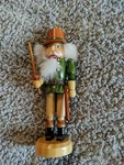 Green Whote Guard Sword Nutcracker Wood Hand Painted Vtg Xmas Tree Ornament. Fixed Price $15.00.