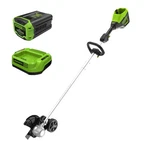 Cordless Edger 60V 8 Brushless 2.0AH Battery Charger Greenworks ED60L211. Fixed Price $369.99.