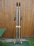 Vintage Snow Skis 73" Long Black Color Finish With Bamboo Poles. Fixed Price $61.23.