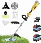 Protmex Cordless Adjustable Grip String Trimmer 21V Battery Charger Blades. Fixed Price $50.00.